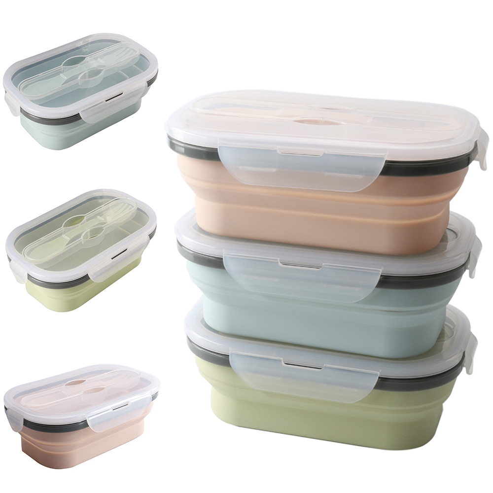 Siliconen Vouwen Lunchbox Draagbare Inklapbare Bento Duurzaam Salade Voedsel Container Kom Servies Keuken Accessoires