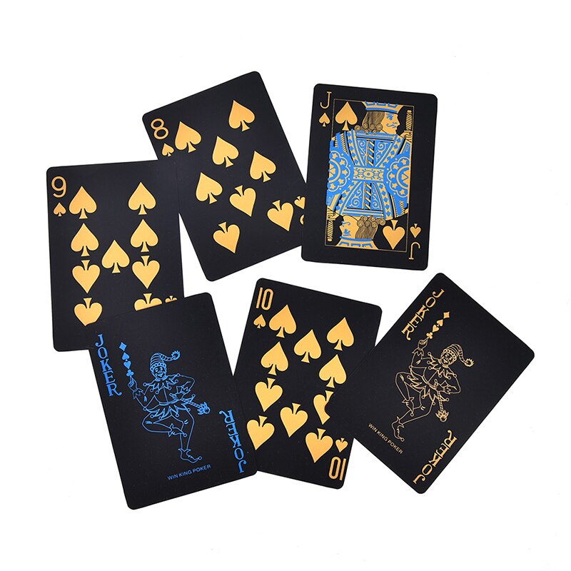 Durable Poker Plastic PVC Poker Waterproof Black Playing Cards 55Pcs/Set