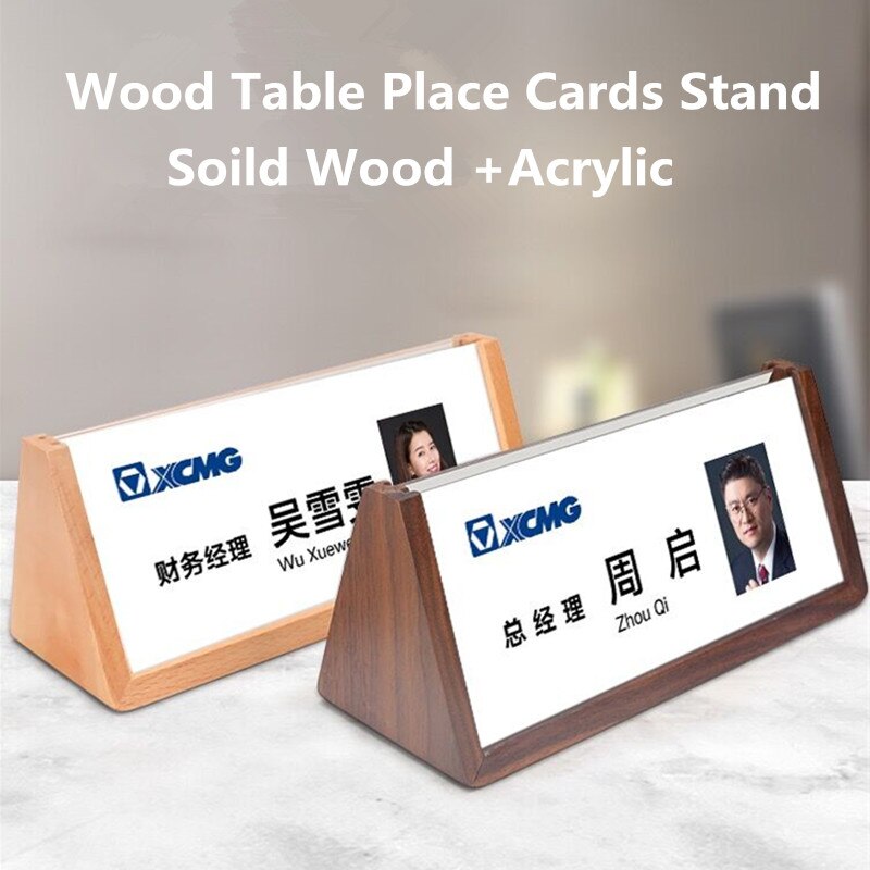 Wood Double-Sided Triangle Conference Card Seat Display Stand Table Sign Name Place Card for Student Office Meeting Room