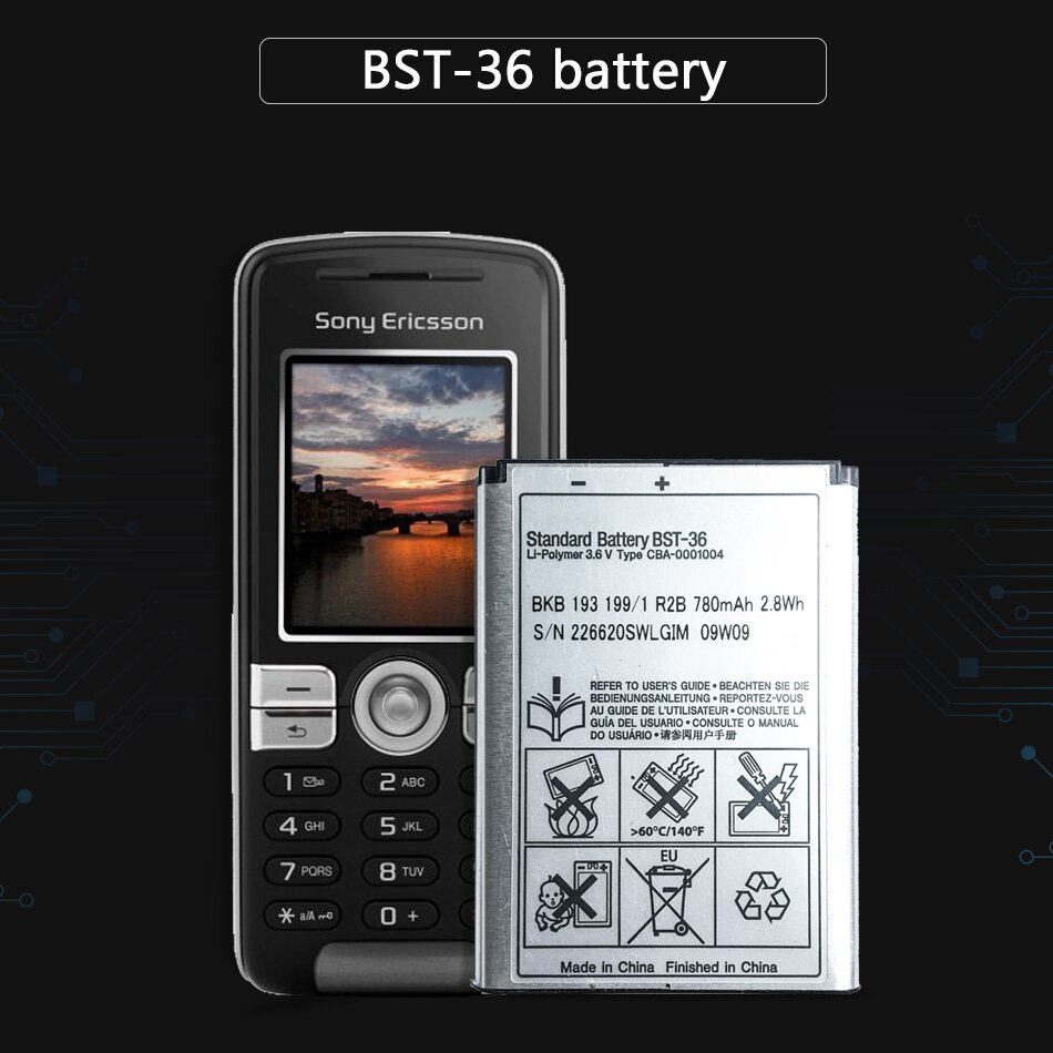 BST-36 For Sony Ericsson J300 K510i Z550a K310 J300C X0001 Z550C K320 K310i K310c K510c Mobile Phone Battery 780mAh