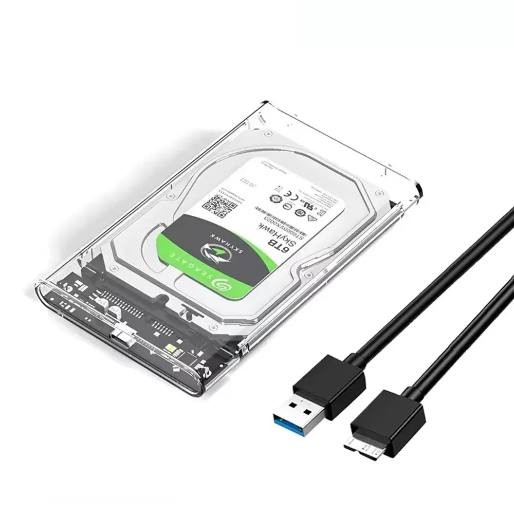 2.5 -tums extern hårddisk/ssd-fodral/usb 3.0 typ-c transparent hårddiskhölje för bärbar dator/sata/ssd-hårddisklåda: Gul
