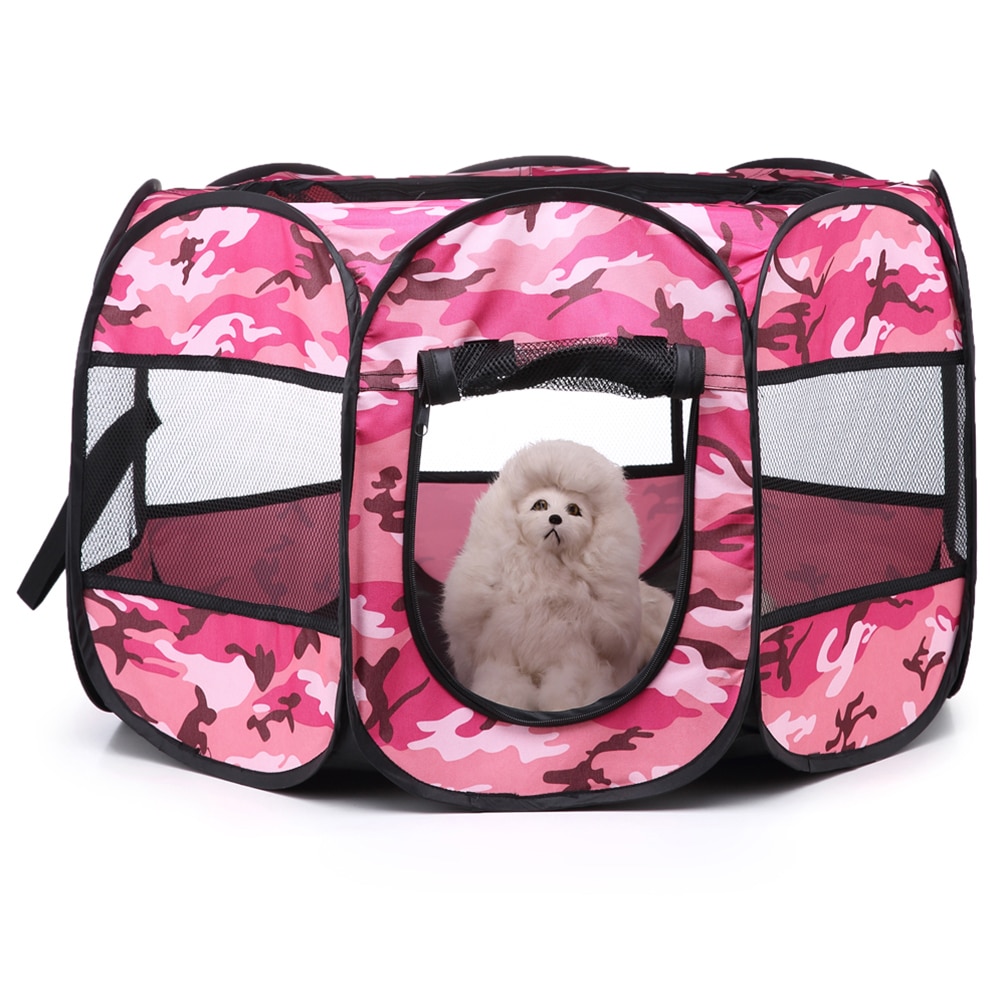 Jaula portátil para cachorros, valla plegable para mascotas, corralito para gatos pequeños y grandes, camuflaje, transpirable, accesorios para mascotas