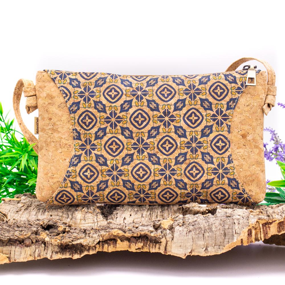 Natuurlijke Kurk Met Patroon Kleine Rits Crossbody Purse Tas-620