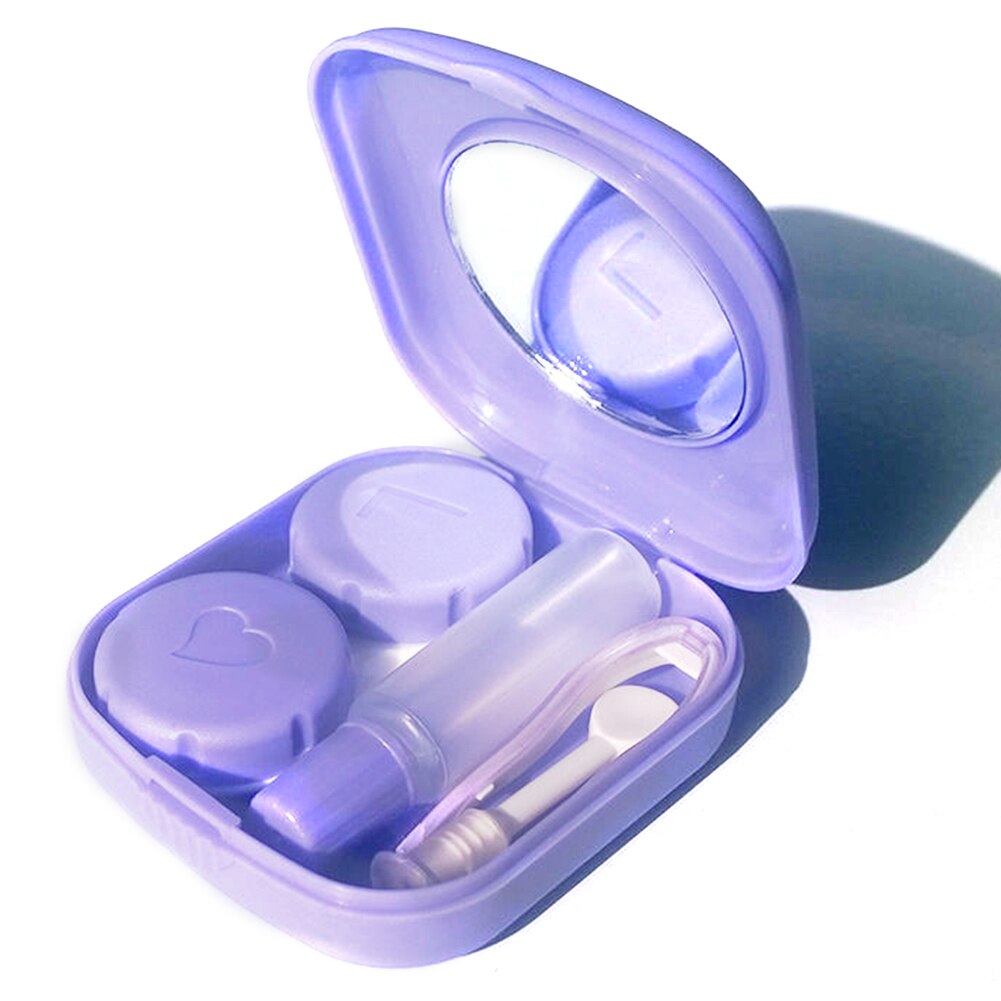 Portable Mini Lens Box Set with Box Tweezers Stick Liquid Bottle Screw-top Lens Case Eyewear Accessories~: Purple 