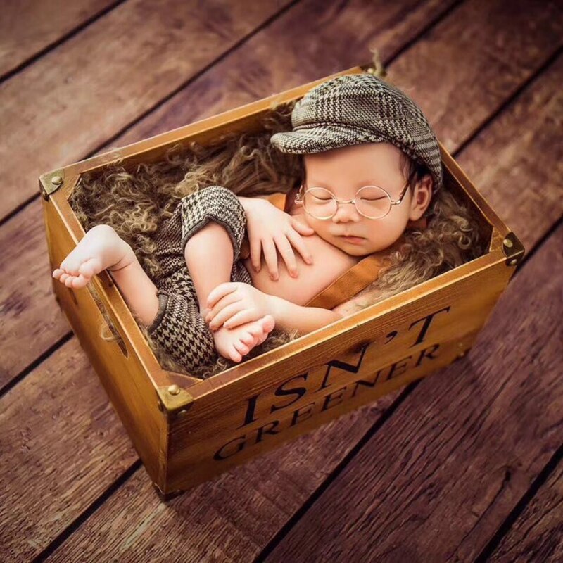 Newborn Flat Cap Sets Boy Overalls for Photo Shoot Bebe Fotografia Outfit Pants Suspender Straps Photo Baby Photography Props