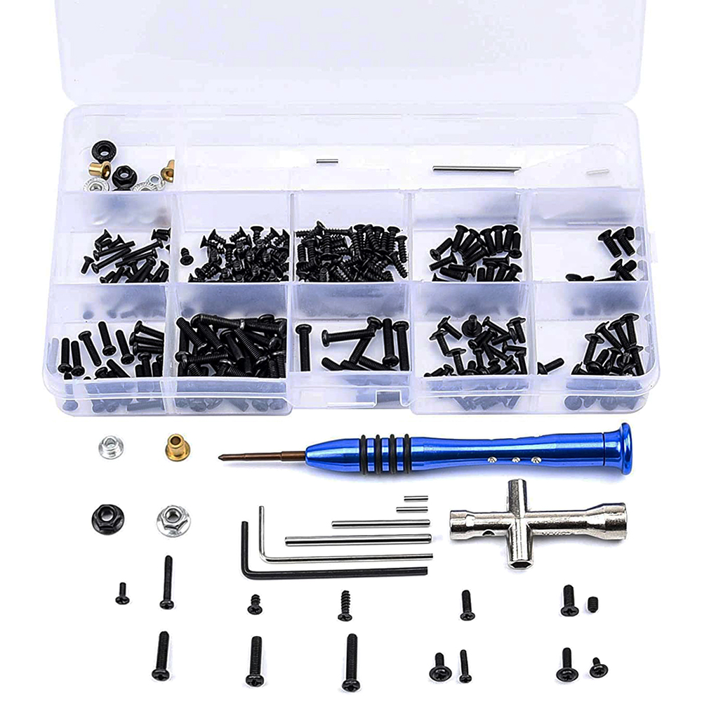 316 Uds. Juego de caja de herramientas y tornillos para coche RC M2 M2.5 M3 suministros de reparación de tornillos para Wltoys 1/14 144001 Accesorios para automóviles RC