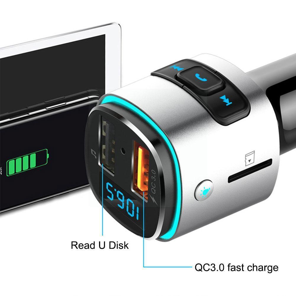 7 Color Car Mp3 Bluetooth -compatible Player Modulator Light Dual Car Fast Ambient USB Music Charger Adapter Charging Playe I7B2