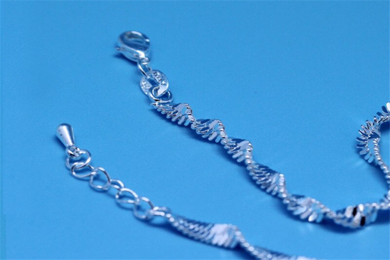 Trendy Wave Enkelbanden Voor Vrouwen Sieraden Mode 925 Sterling Zilveren Armband Meisjes Lady Accessoires Enkelbandje Vrouwelijke