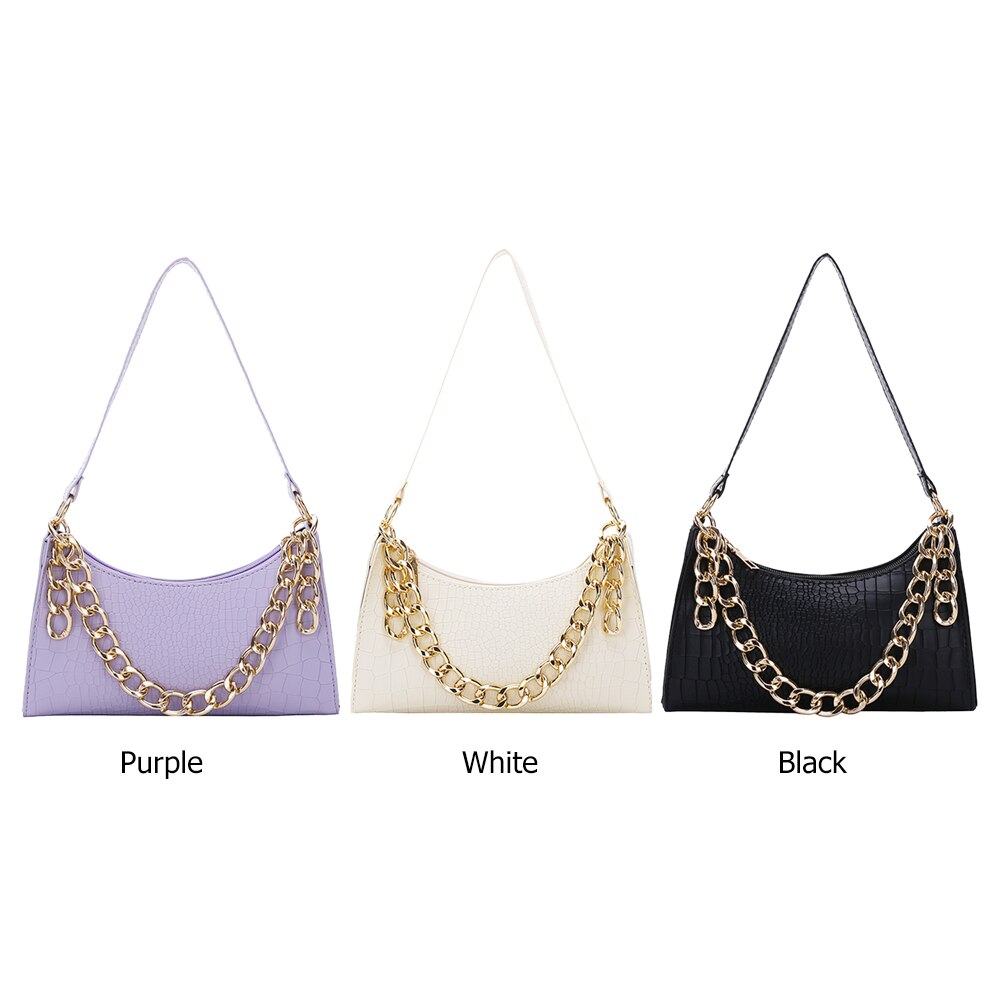 Exquisite Shopping Bag Simple PU Leather Women Handbag Totes Streetwear Chain Underarm Shoulder Bags