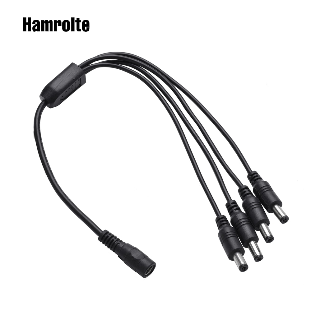 Hamrolte dc strøm splitter plugg kabel 1 hann  til 4 dobbel hunn ( 2.1*5.5mm )  strømadapter til cctv kamera overvåkingssystem