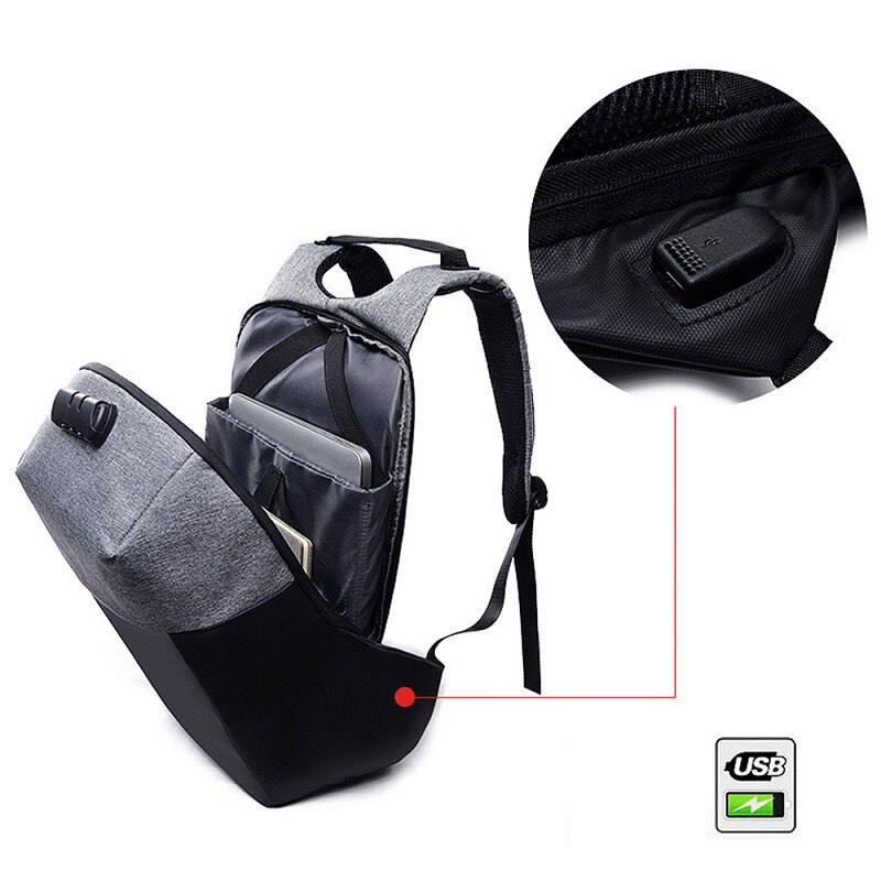 Men's USB rechargeable password lock anti-theft backpack busines computer backpack Teenager Students Travel School Bag