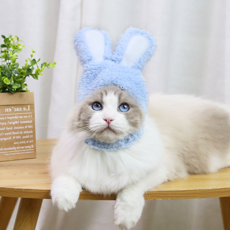 Gorro de conejo y gato para perro, sombrero de peluche transformable, orejas de conejo para mantener el calor, accesorios para mascotas, diadema bonita para orejas