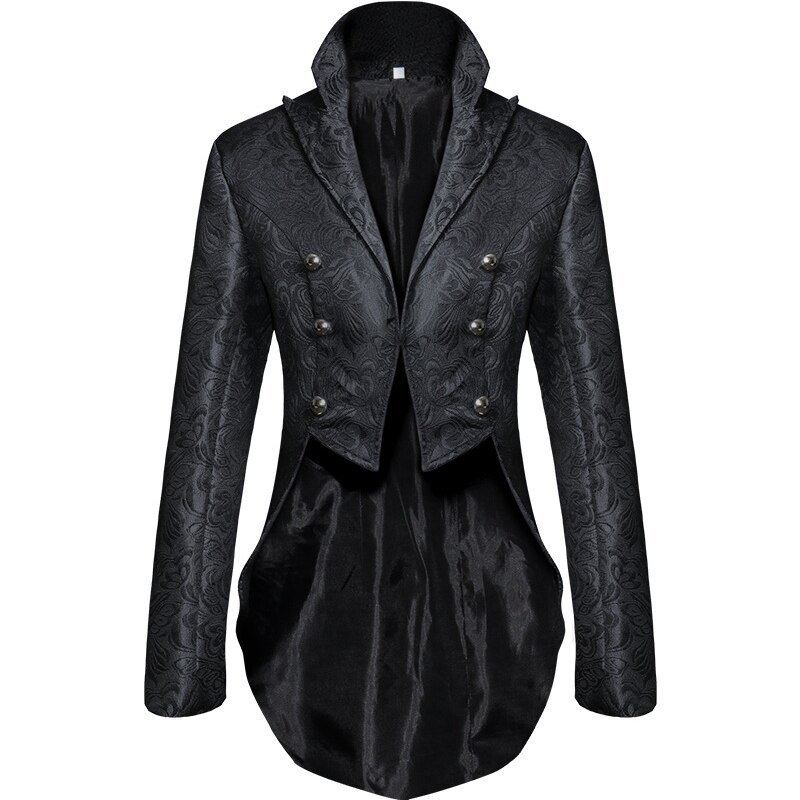 Halloween de disfraces hombres gótico chaqueta FRAC negro abrigo largo hombres esmoquin traje Steampunk Trench Cosplay traje victoriano