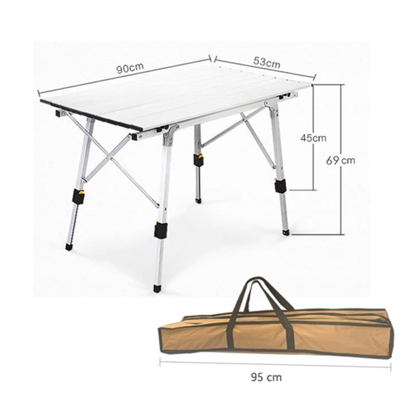 Folding Camping Table Portable Adjustable Height Lightweight Aluminum Folding Table for Outdoor Picnic Cooking