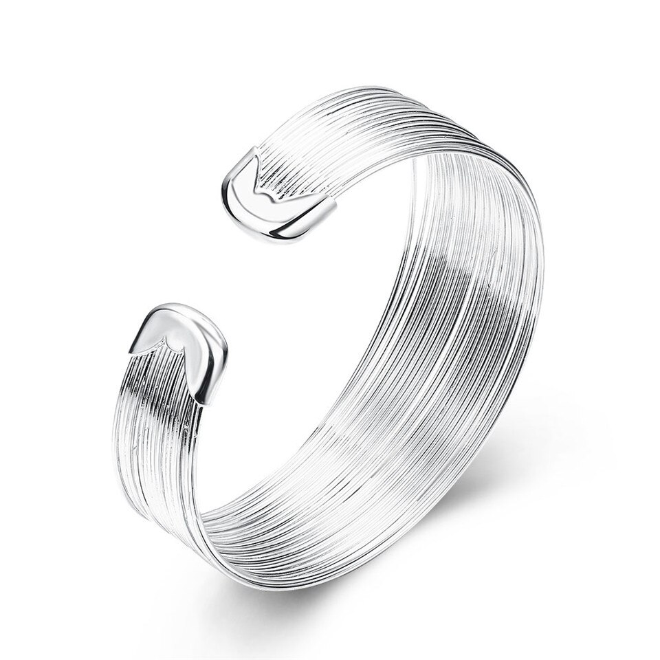 Neue 925 Silber Multi-Linie Armreif Manschette Armbinde Für Frauen Hochzeit Engagement Glanz Party Schmuck Geburtstag Vor