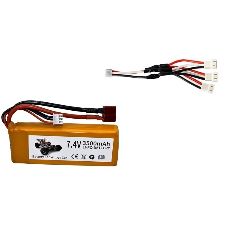 Ensembles de chargeur de batterie Lipo 7,4 V 3500 mAh pour Wltoys 144001 124016 124017 144002 Batterie de voiture 2s 7.4v pour voiture Wltoys 12428 12423 RC: Gris clair