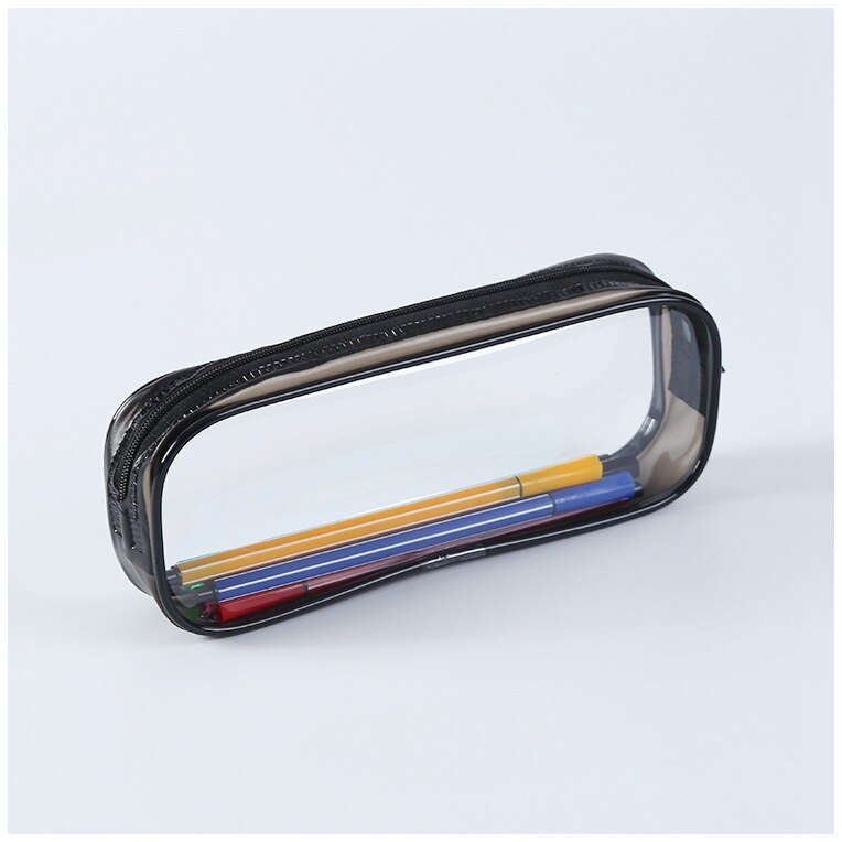 Transparent PVC Waterproof Pencil Case Korean Stationery School Office Supplies Qualities Simple Style Pouch: Black