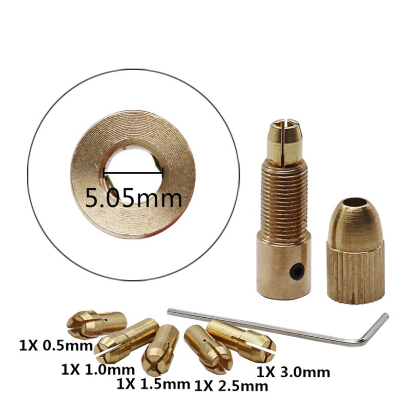 Mini adaptador de mandriles para taladro, portabrocas rápido para Mini herramientas, carpeta de taladro de cobre, tapa de cobre, herramientas de taladro de eje, 0,5-3mm, 7 Uds.