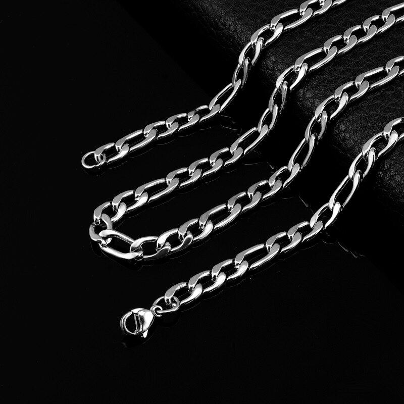 3-12MM Figaro Chain Necklace Men Stainless Steel Curb Necklace For Men Women Charm Jewelry Never Fade