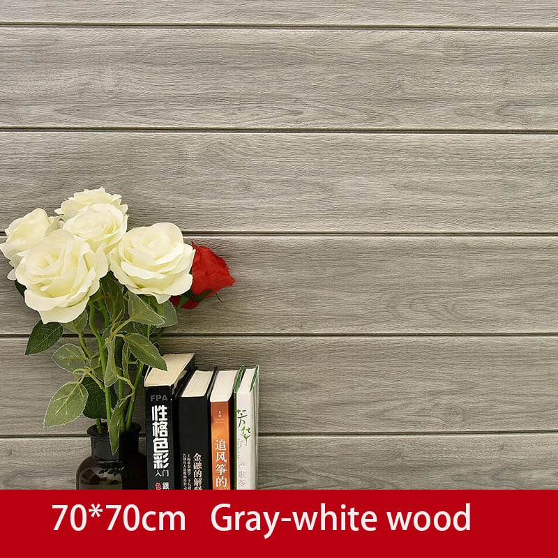 3D Wooden Wall Sticker Home Decor PE Foam Waterproof Wall Covering Self Adhesive Wallpaper For Living Room Bedroom 3D Wall Panel: Gray-white