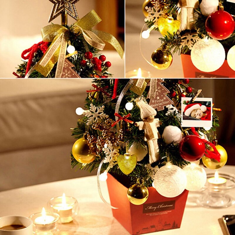 Mini juletræspakke 50cm desktop lille mini dekorative juletræsdekorationsboks juledekoration