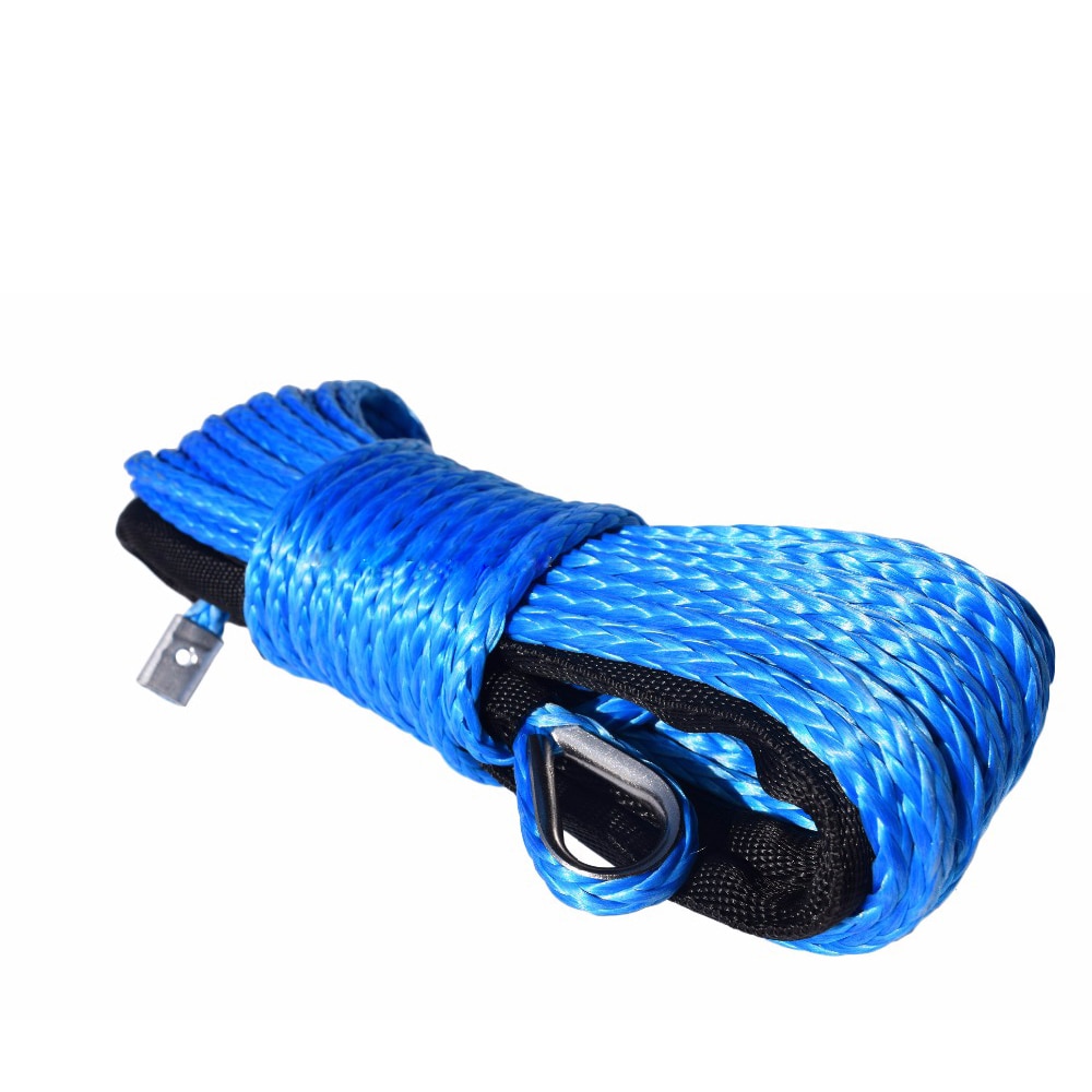 1/4" x 50' 7700LBs Synthetic Fiber Winch Line Cable Towing Rope With Sheath ATV UTV Blue Traction Rope Solid