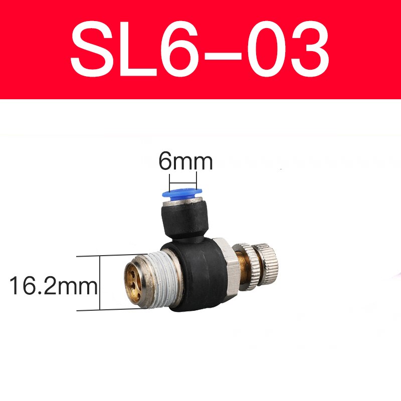 Blue pneumatic connector SL 4/6/8/10 / 12mm series pneumatic throttle speed control valve external thread cylinder throttle: SL 6-03