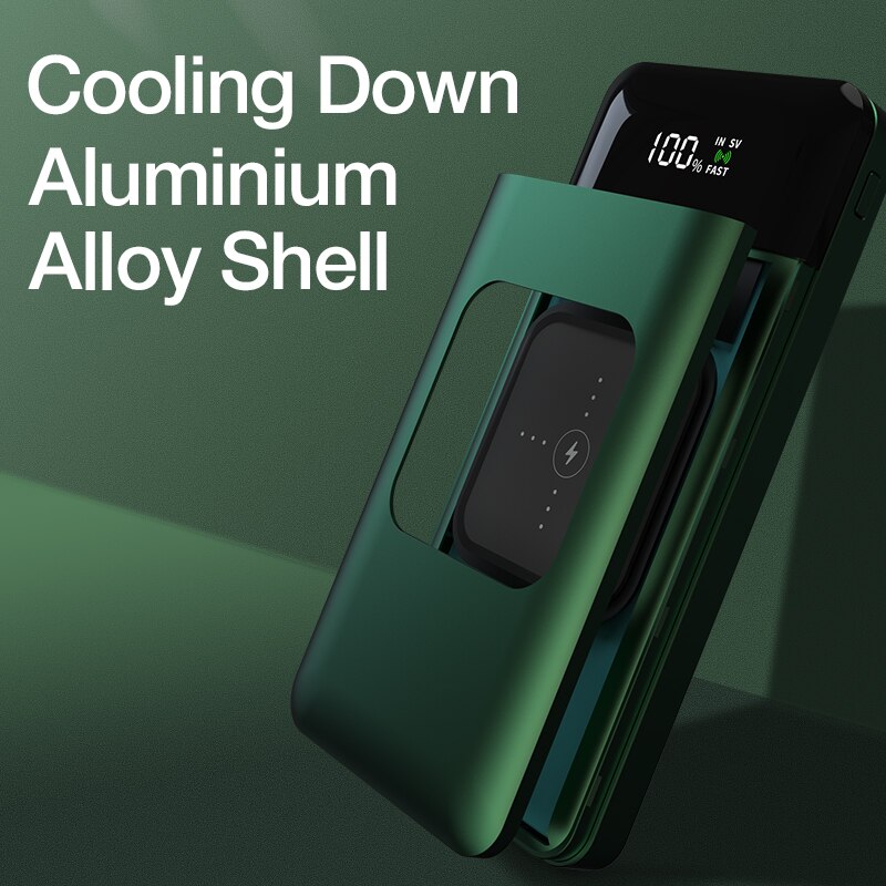 Alieny 15W Draadloze Power Bank 22.5W Pd Snel Opladen Draagbare Batterij Externe Powerbank Met Led Display 20000Mah power Bank