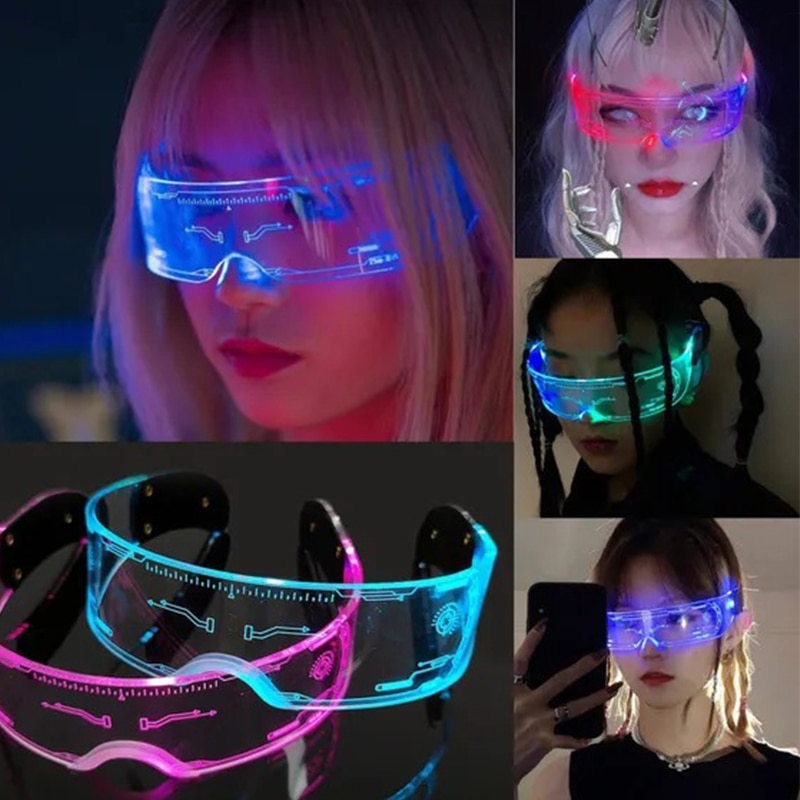 Lunettes de soleil LED Shoous pour hommes et femmes, lunettes punk vintage, lunettes lumineuses colorées, nuances UV400, fête de Noël,