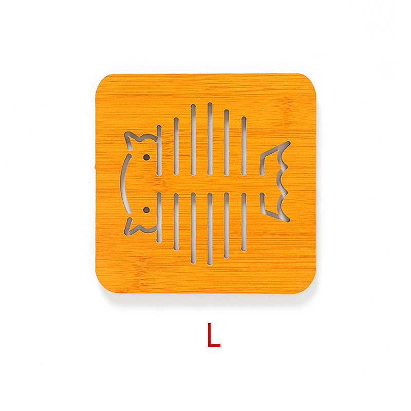1pc coaster pinwheel stort fiskben tålig katt härligt tecknat köksbord som skyddar träkopp: Uggla