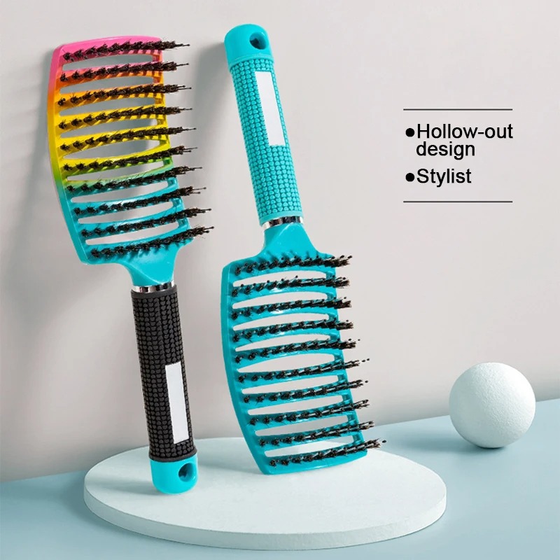 Spazzola per capelli Spazzola professionale curva ventilata per un asciugatura più veloce per spazzola districante a paletta per ricci asciutti e bagnati, spessi e dritti