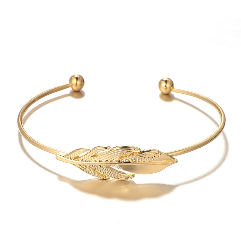Docona Boho Goud Kleur Crystal Moon Leaf Gelaagde Bangle Set voor Vrouwen Geometrische Opening Bedels Armbanden Set Sieraden Party 6840