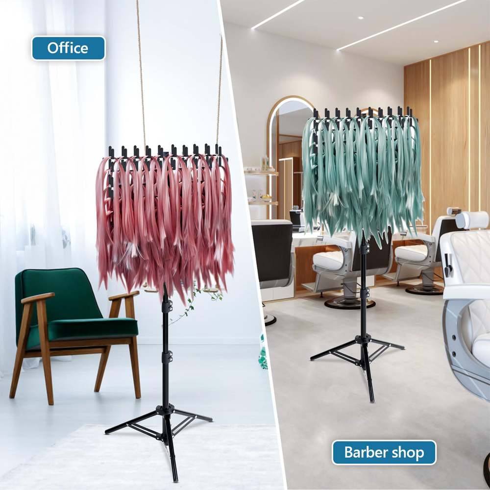 Estante trenzado ajustable para peluqueros, de pie, soporte para extensiones de cabello, 2 caras, 144 clavijas