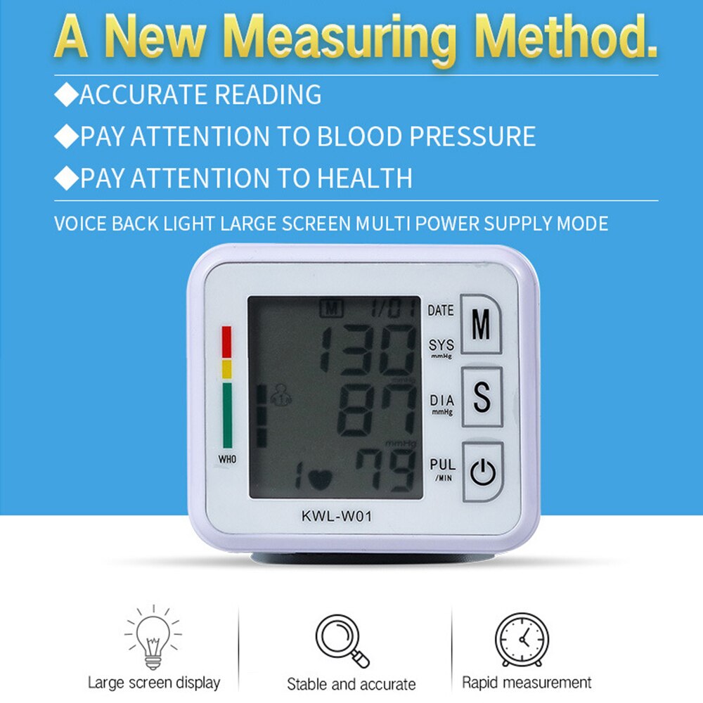 Pols/Arm Bloeddrukmeter Lcd Digitale Pulseheart Beat Rate Meter Apparaat Apparatuur Tonometer Bp Mini Bloeddrukmeter
