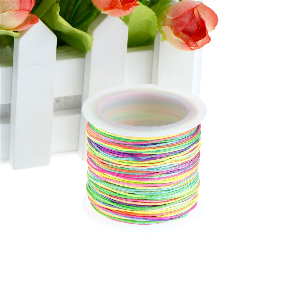 1 Roll/lot DIY Bracelet Necklace Waxed Thread Jewelry Rope 45M Chinese Knot Line Rainbow Tassel Cord