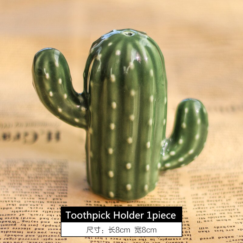 WHYOU – boîte à cure-dents en céramique, Cactus, porte-cure-dents, coton-tige, plat stockage de bonbons, fournitures de cuisine de Restaurant à domicile, décoration de bureau: Toothpick Holder1