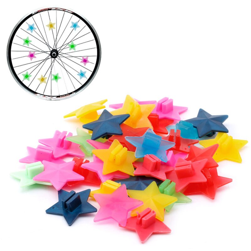 Keenso 36 Pezzi Perline Raggi Bici Colorate Per Bambini - Decorazione Per Ruote A Clip (Pentagramma)