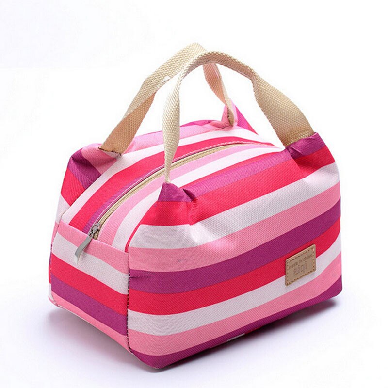 Geïsoleerde Lunch Tas Thermische Streep Tassen Cooler Picknick Voedsel Lunchbox Tas Voor Kinderen Vrouwen Meisjes Dames Man Kinderen