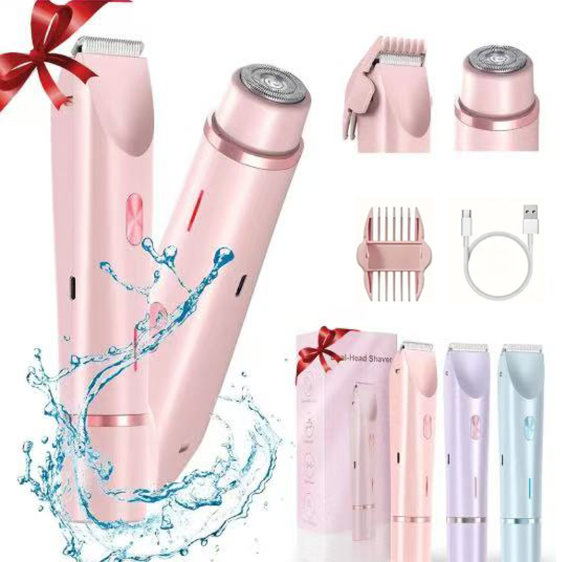 2-in-1 elektrisch scheerapparaat voor dames met dubbele kop, elektrische tondeuse voor dames, elektrische trimmer voor dames, ideaal nieuwjaarscadeau