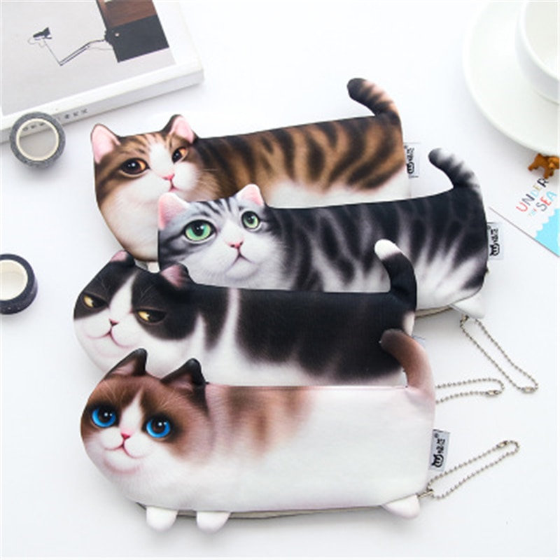 Sac à stylos grande capacité mignon, boîte de papeterie, Kawaii, fournitures scolaires, chat porte-crayon