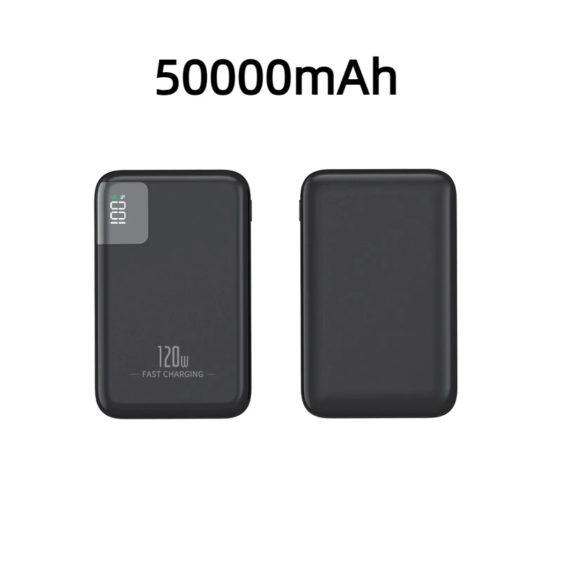 Power Bank 100000mAh 120W - Super PD 20W Pikalataus - Digitaalinen Näyttö - Kannettava: Musta