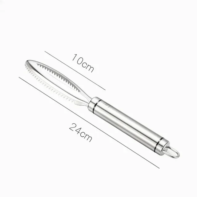 Acessórios de cozinha inoxidável escamas de peixe raspagem raladores remover rápido limpeza de peixe descascador raspador osso de peixe pinças ferramenta gadge: CINZA