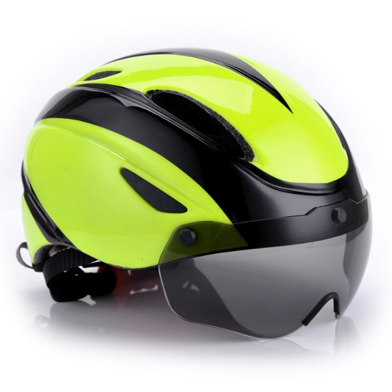 Aero Ultralichte Road Fiets Helm Eps Integraal Gegoten Ademend Fietshelm Mannen Vrouwen Goggles Lens Mtb Apparatuur: A
