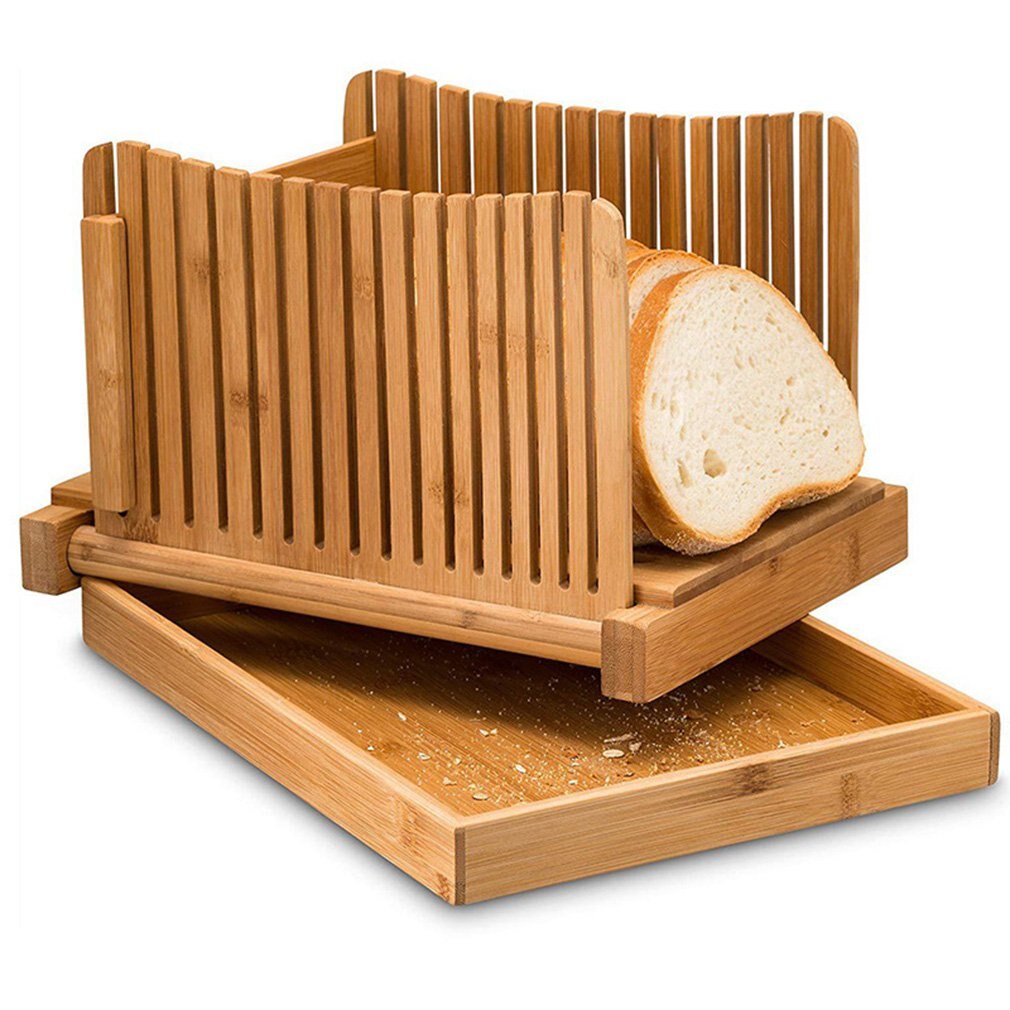 Nature Bamboo Bread Slicer For Homemade Bread Foladable & Compact Toast Cutting Board Guide Adjustable 3 Thickness Cutter