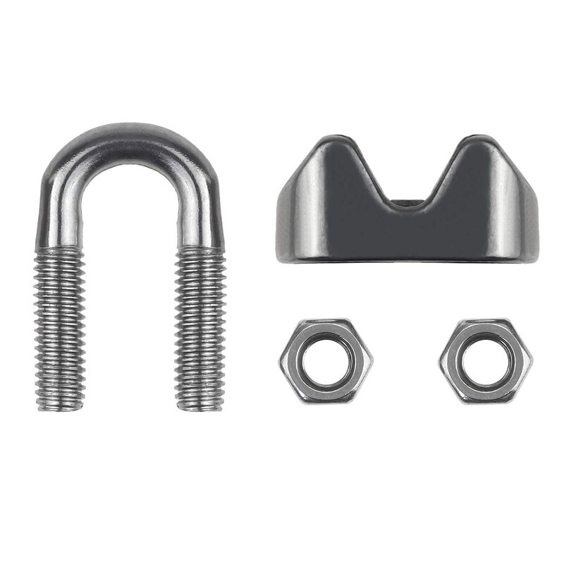 20PCS 1/8 Inch M3 Stainless Steel Wire Rope Cable Clip Clamp for Kayak Canoe Boat Fishing