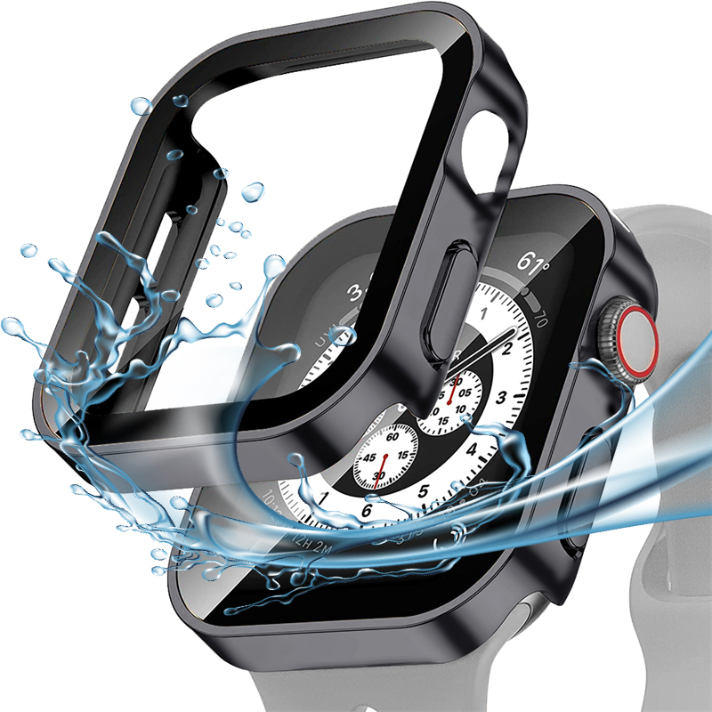 Gehard glazen behuizing voor Apple Watch 45 mm 41 mm 44 mm 40 mm Screenprotector Cover Waterdichte harde bumper iWatch-serie 4 5 SE 6 7 8: P27/613 # / 2-3.9 Inches