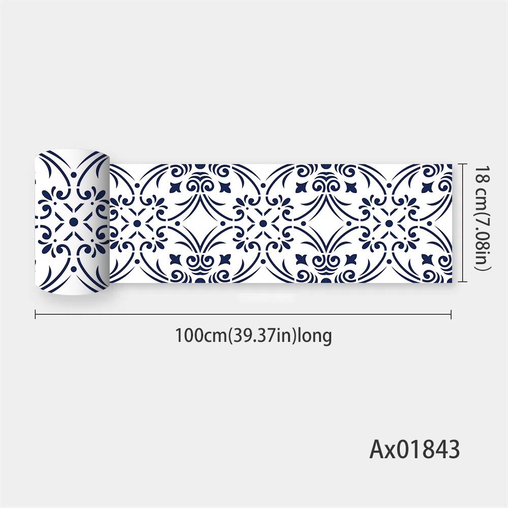 Minimalistische blauwe bloemen trapsticker, zelfklevende trapbekleding, duurzame decoratie voor binnentrappen, plintstickers, muurschilderingstickers.