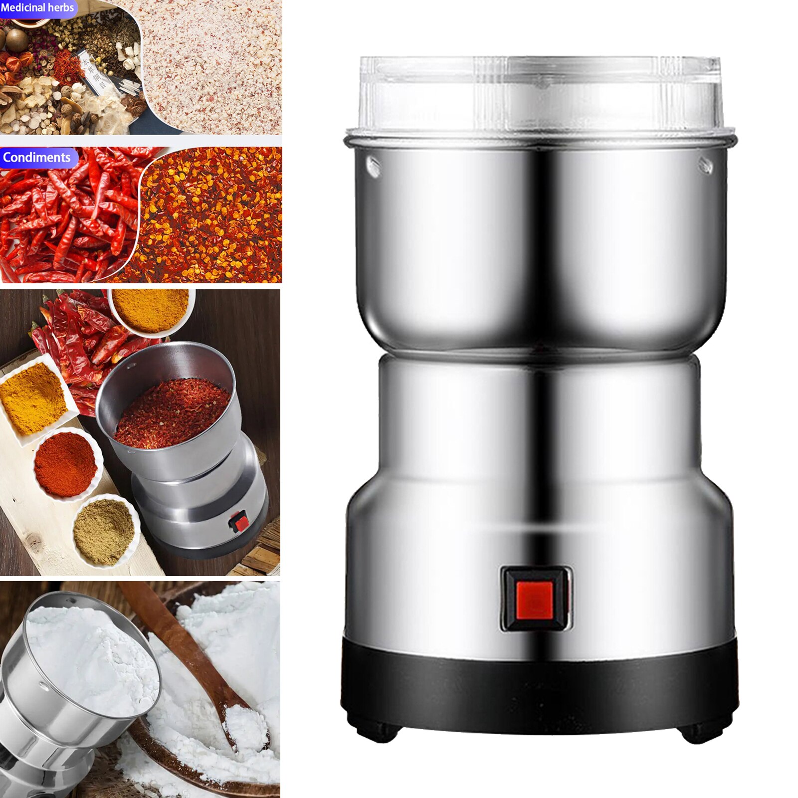 Grain Mills Electric Stainless Steel Grain Grinder Mill 220V Cereals Corn Herb Spice Flour Mill Machine Dry Grain Grinder