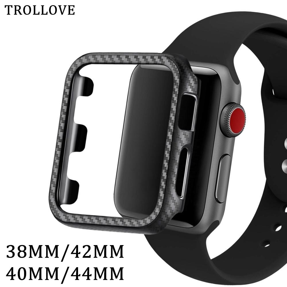 Carbon Fiber Pc Case Beschermende Frame Voor Apple Watch7 6 5 4 3 Iwatch Cover 38Mm 42Mm 45mm 44Mm Bumper Horloge Band Accessoires