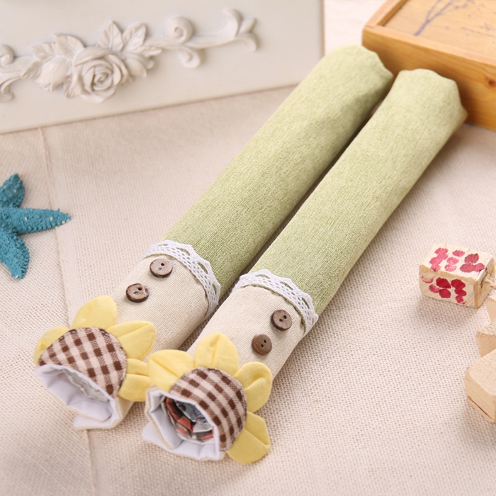 Doek Handvat Cover Deurknop Koelkast Handvat Handschoenen Thuis Tool Accessoires Anti-Statische Covers Voor Dubbele Deur Koelkast deuren: 1 pair sun flower